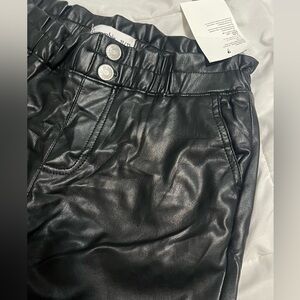 abercrombie kids Black Faux Leather Joggers
